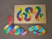 3 Wooden snakes & crocodile alphabet number puzzles from ELC